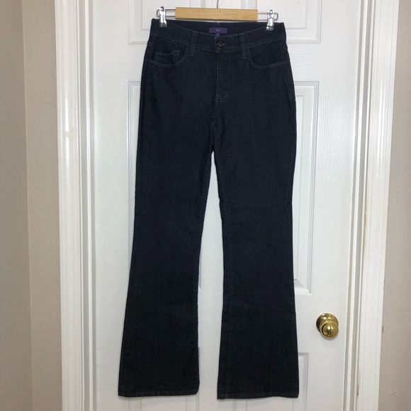 NYDJ Made in USA Stretchy Mid Rise Embellished Back Pockets Bootcut Dark Jeans 4 - Picture 2 of 16
